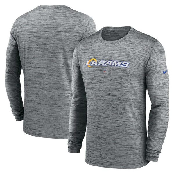 Men's Los Angeles Rams Heather Gray Sideline Team Velocity Performance Long Sleeve T-Shirt